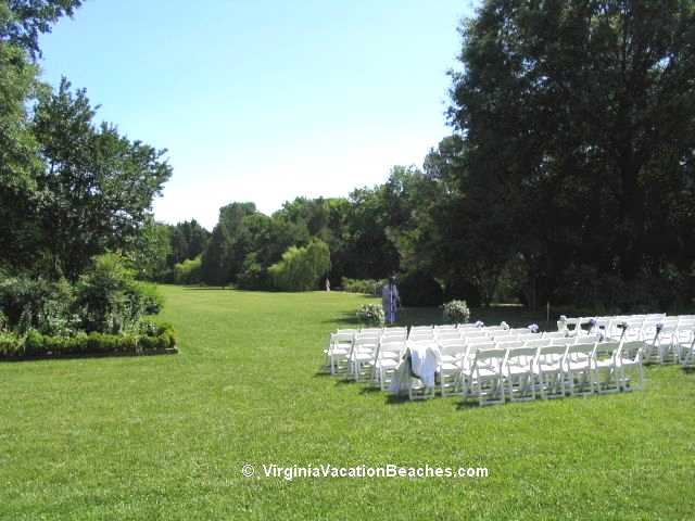 Berkley Plantation Gardens set up for outdoor Wedding - Virginia Vacation Day Trip